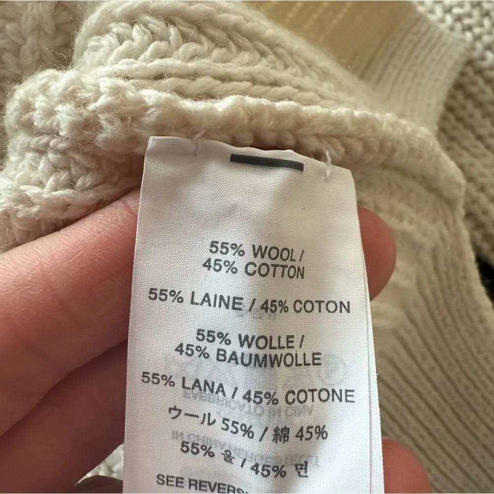 J. Crew Pointelle Sweater Wool Blend Cream White Medium